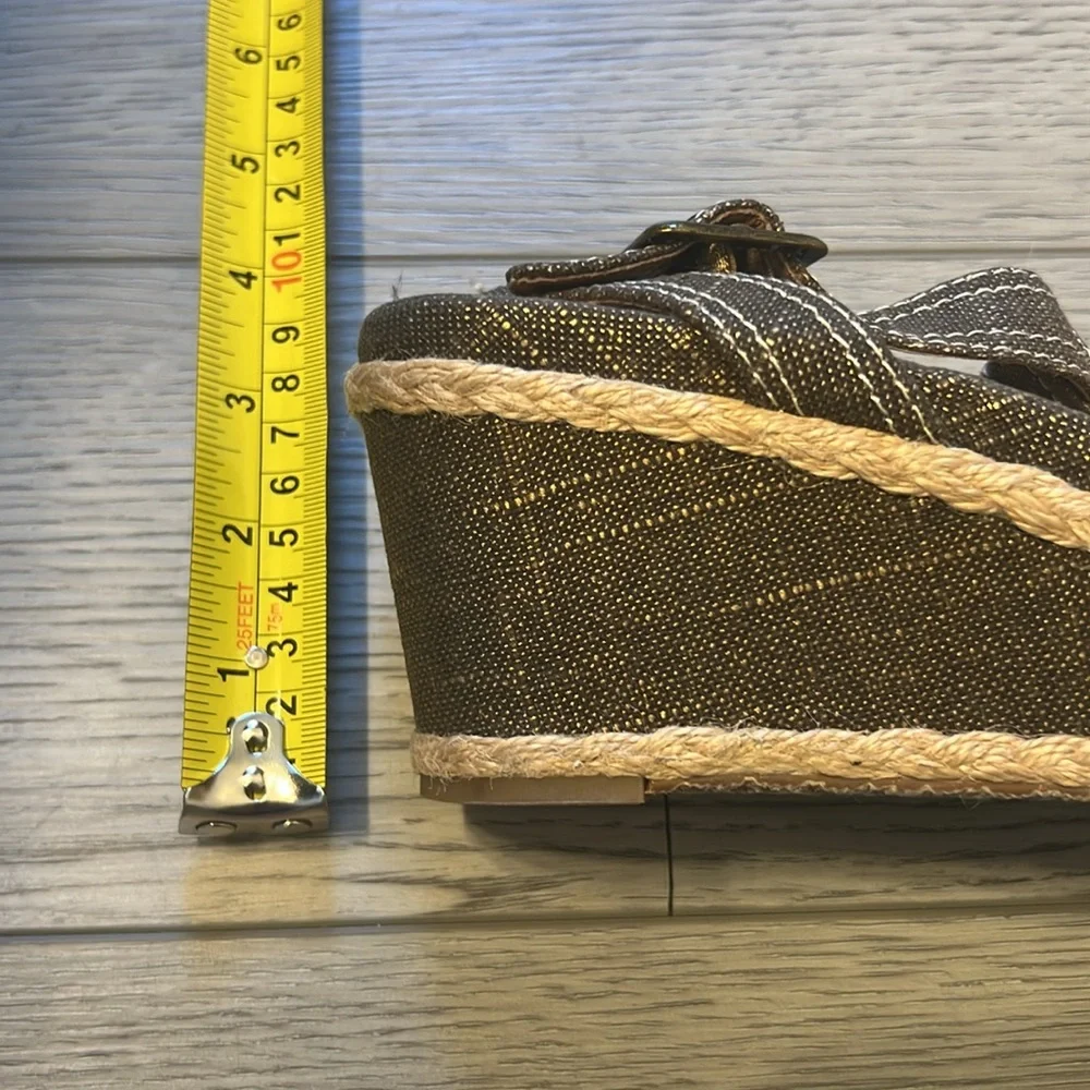SuzZato Brown-Wedge Heel-Woven Piping-Size 38